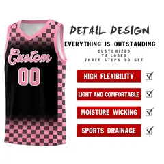 Black Light Pink Plaid Basketball Jersey for Teams 2