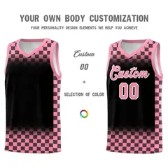 Black Light Pink Plaid Basketball Jersey for Teams 3