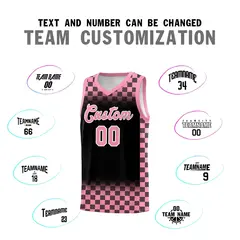 Black Light Pink Plaid Basketball Jersey for Teams 4