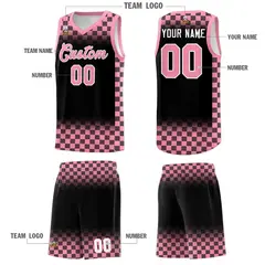 Black Light Pink Plaid Basketball Jersey for Teams 5