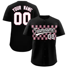 Black Light Pink Plaid Fashion Authentic Baseball Jersey
