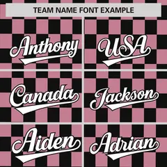 Black Light Pink Plaid Fashion Authentic Baseball Jersey 3