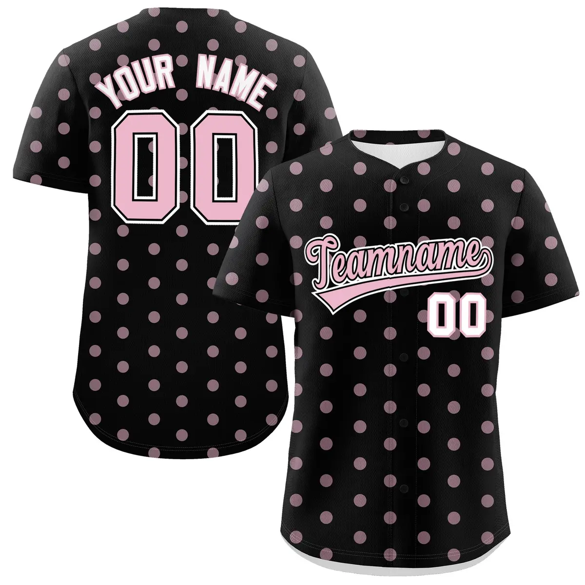 Black Light Pink Polka Dot Graffiti Baseball Jersey