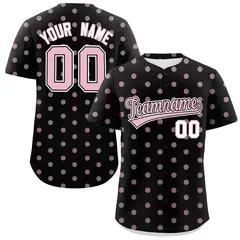 Black Light Pink Polka Dot Graffiti Baseball Jersey 1