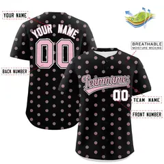 Black Light Pink Polka Dot Graffiti Baseball Jersey 2