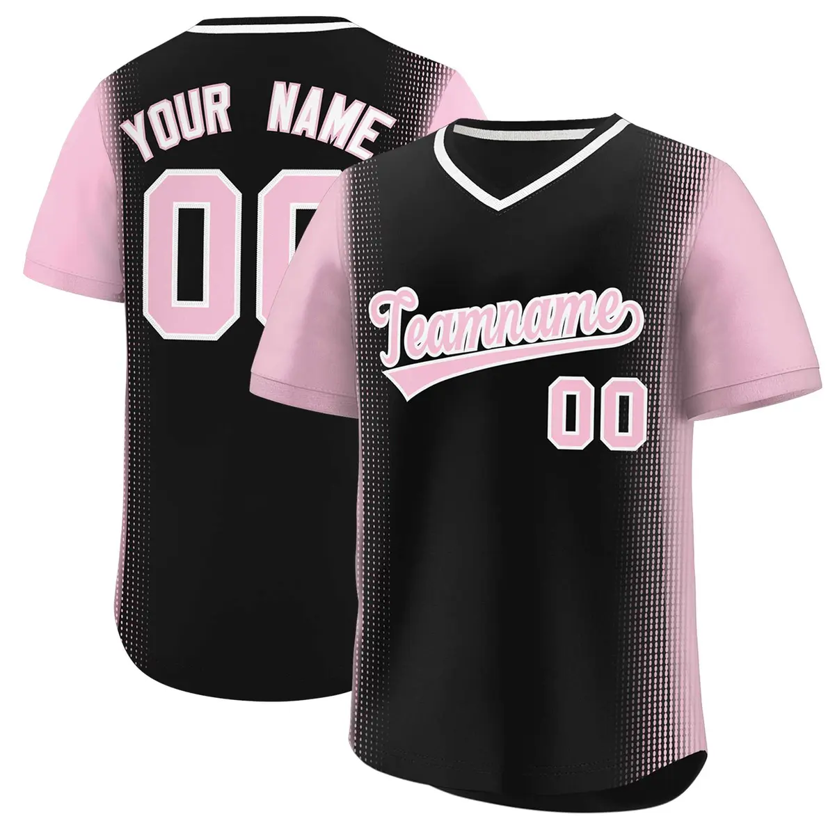 Black Light Pink Raglan Pullover Authentic Baseball Jersey