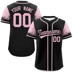 Black Light Pink Raglan Sleeves Authentic Baseball Jersey 1