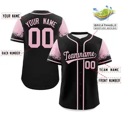 Black Light Pink Raglan Sleeves Authentic Baseball Jersey 2