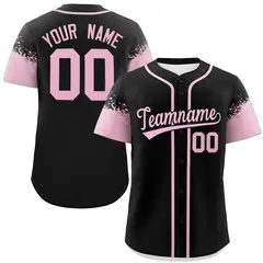 Black Light Pink Raglan Sleeves Authentic Baseball Jersey 1