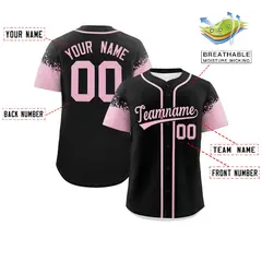 Black Light Pink Raglan Sleeves Authentic Baseball Jersey 2
