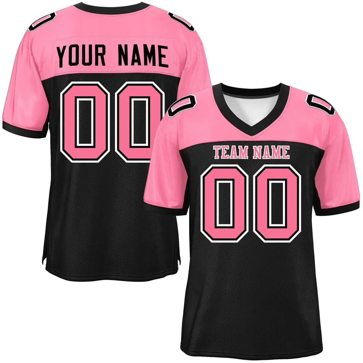 Black-Light Pink Raglan Sleeves Football Jersey