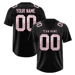 Black Light Pink Sequin Lettering Football Jersey 1