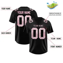 Black Light Pink Sequin Lettering Football Jersey 2
