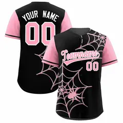 Black Light Pink Spider Web Raglan Authentic Baseball Jersey