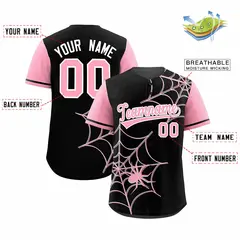 Black Light Pink Spider Web Raglan Authentic Baseball Jersey 2