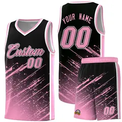 Black Light Pink Splash Basketball Uniforms for Match 1