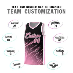 Black Light Pink Splash Basketball Uniforms for Match 4