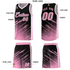 Black Light Pink Splash Basketball Uniforms for Match 5