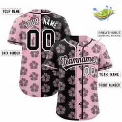 Black Light Pink Split Flower Graffiti Baseball Jersey 2