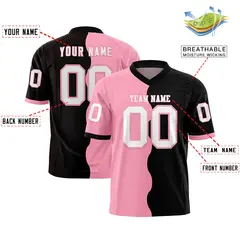 Black Light Pink Split Mesh Football Jersey 2