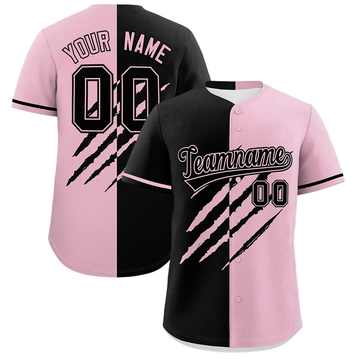 Black Light Pink Split Tiger Claw Scratch Baseball Jersey