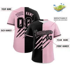 Black Light Pink Split Tiger Claw Scratch Baseball Jersey 2