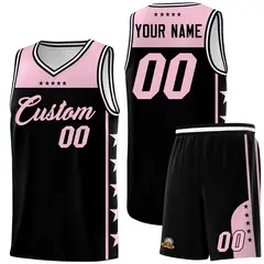 Black Light Pink Star Pattern Basketball Jersey 1