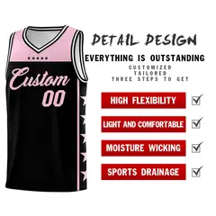Black Light Pink Star Pattern Basketball Jersey 2