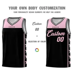 Black Light Pink Star Pattern Basketball Jersey 3