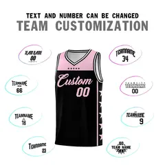 Black Light Pink Star Pattern Basketball Jersey 4