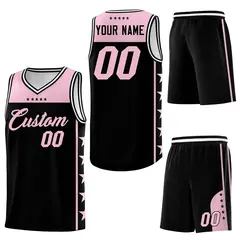 Black Light Pink Star Pattern Basketball Jersey 6