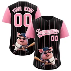 Black Light Pink Stripe Animals Graffiti Raglan Baseball Jersey 1