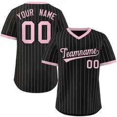 Black Light Pink Stripe Authentic Pullover Baseball Jersey 1