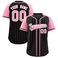 Black Light Pink Stripe Raglan Baseball Jersey