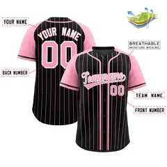 Black Light Pink Stripe Raglan Baseball Jersey 2