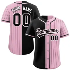 Black Light Pink Stripe-Solid Combo Baseball Jersey