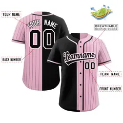 Black Light Pink Stripe-Solid Combo Baseball Jersey 2