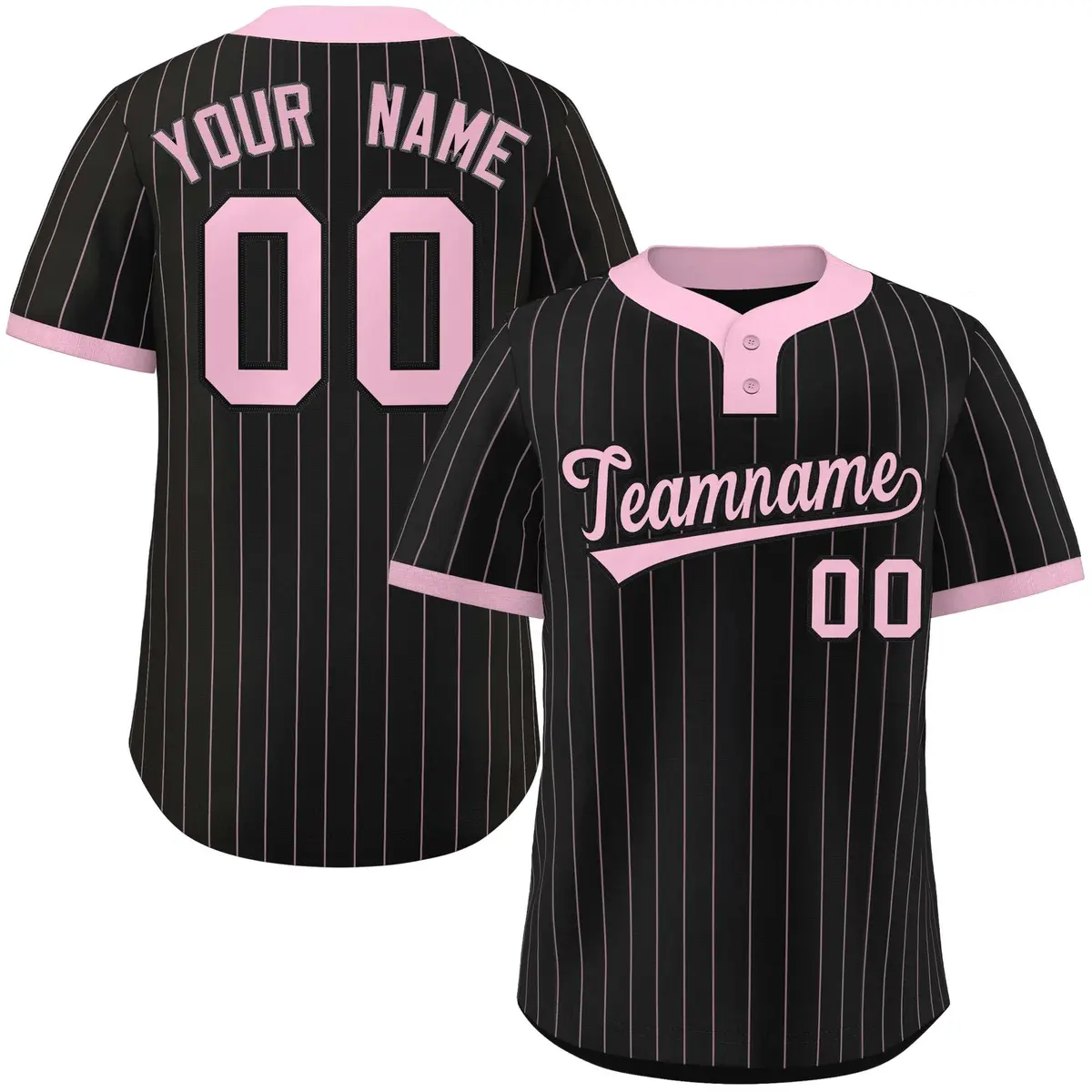 Black Light Pink Stripe Two-Button Softball Jersey