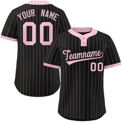 Black Light Pink Stripe Two-Button Softball Jersey