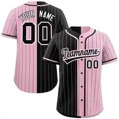 Black Light Pink Two Tone Striped Authentic Baseball Jersey