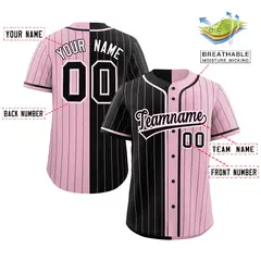 Black Light Pink Two Tone Striped Authentic Baseball Jersey 2