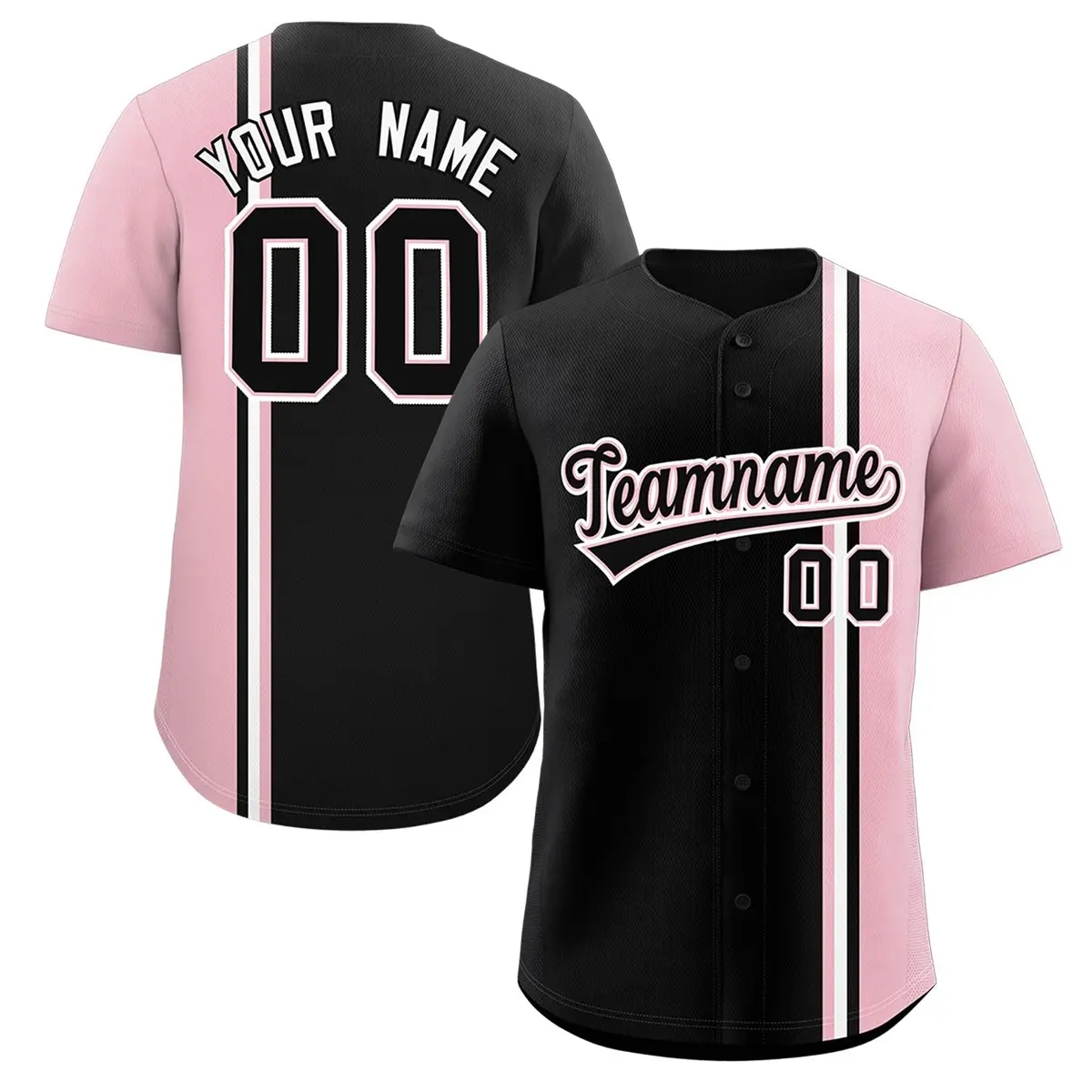 Black Light Pink-White Color Block Authentic Baseball Jersey