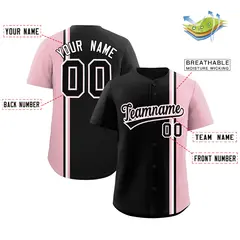 Black Light Pink-White Color Block Authentic Baseball Jersey 2