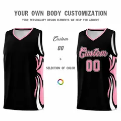 Black Light Pink-White Graffiti Side Curve Basketball Jersey Sets 3