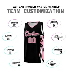Black Light Pink-White Graffiti Side Curve Basketball Jersey Sets 4