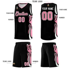 Black Light Pink-White Graffiti Side Curve Basketball Jersey Sets 5