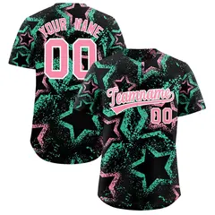 Black Light Pink White Graffiti Star Ink Baseball Jersey 1