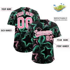 Black Light Pink White Graffiti Star Ink Baseball Jersey 2