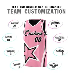 Black Light Pink White Star Series Reversible Basketball Jersey 4