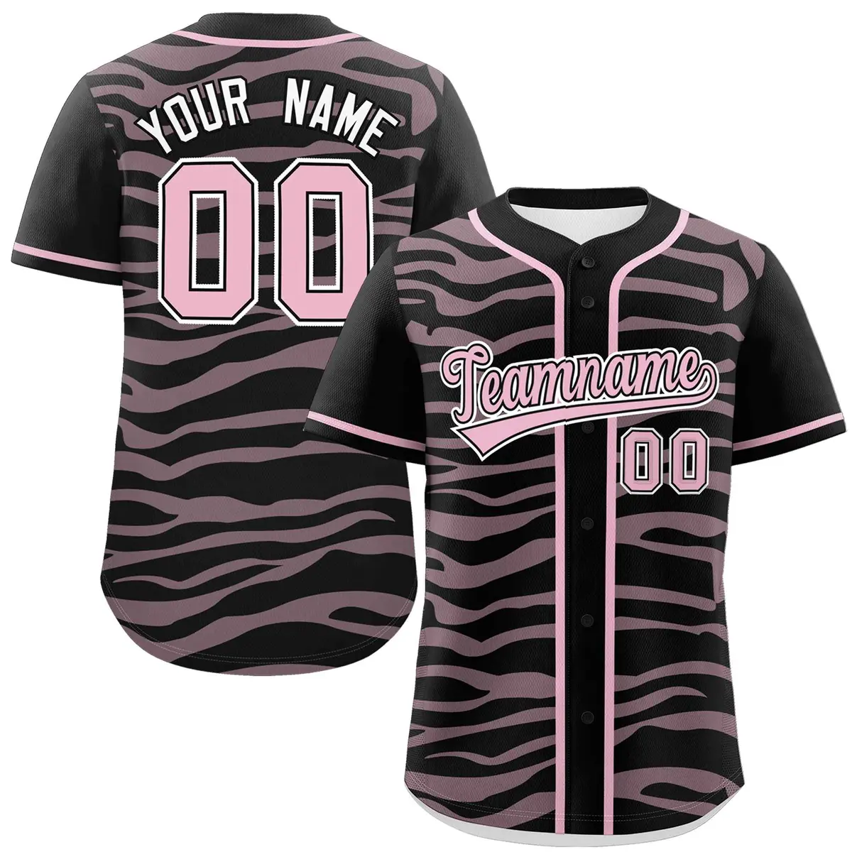 Black Light Pink Zebra Graffiti Authentic Baseball Jersey